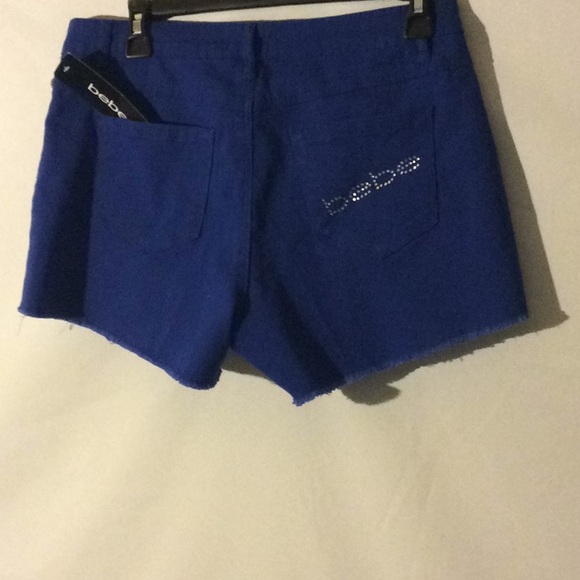 NWT BEBE  blue back pocket studded shorts #31” - Picture 1 of 8